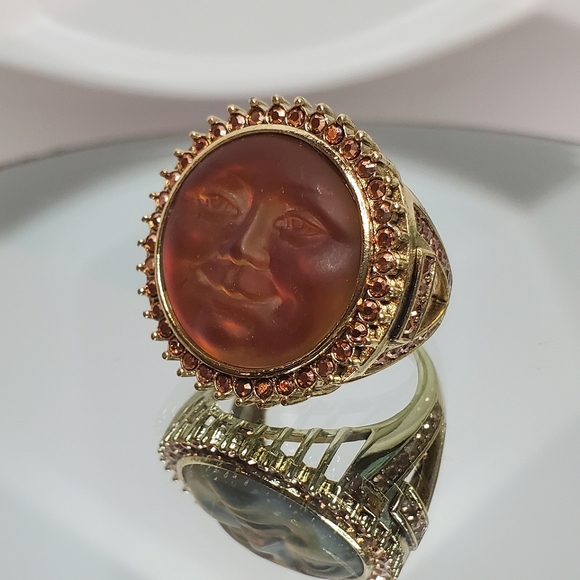 KIRKS FOLLY Rose Iridis Seaview Moon Face Jeweled Ring - Picture 3 of 5